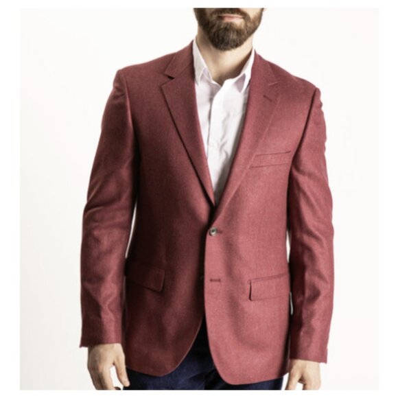 Thom Hudson Men's Italian Silk & Wool Blend Sport Coat Jacket Size 44R Red NWT - Picture 1 of 15